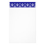 Papeterie bleue élégante de damassé papier à lettre personnalisé