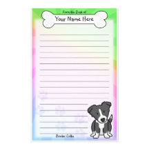 Papeterie de Kawaii border collie (arc-en-ciel) Motifs Pour Papier À Lettre