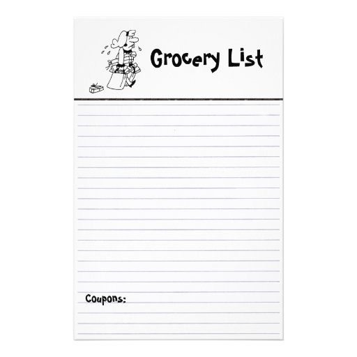 Papeterie de liste d'épicerie papier à lettre customisable