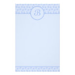 Papeterie florale bleue d'initiale de monogramme papier à lettre