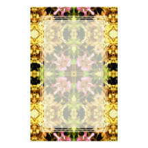 Papeterie jaune de blanc de roue de kaléidoscope papier à lettre personnalisé