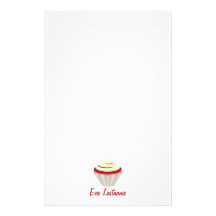 Papeterie personnalisée par petit gâteau rouge de  papier à lettre customisable