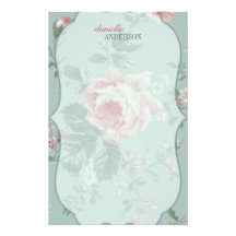 Papeterie personnalisée par rose vintage de rose papier à lettre customisable