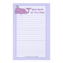 Papeterie pourpre de baleine papier à lettre customisable