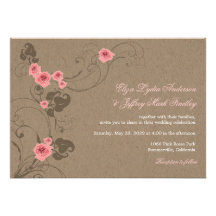 Papier d'emballage chic de roses de mariage floral invitations personnalisées