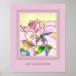 Papier peint doux en verre de rose de rose d'art affiches