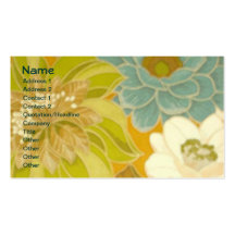 Papier peint floral vintage, vert de turquoise et  cartes de visite professionnelles