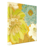 Papier peint floral vintage, vert de turquoise et  impressions sur toile
