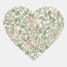 Papier peint floral William Morris de chèvrefeuill Autocollant En Cœur