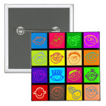Papier peint heureux de tuile de visage badges avec agrafe