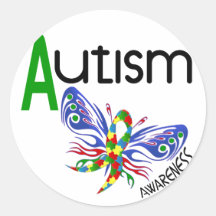 Papillon 3,1 d'AUTISME Adhésifs Ronds