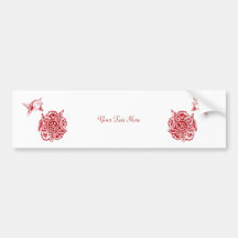 Papillon avec la fleur (henné) (rouge) autocollants pour voiture