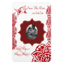 Papillon avec la fleur (henné) (rouge) magnet en vinyle