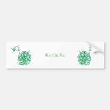 Papillon avec la fleur (henné) (vert) adhésif pour voiture