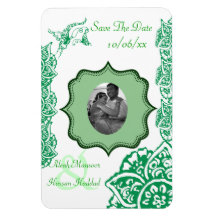 Papillon avec la fleur (henné) (vert) magnets en vinyle