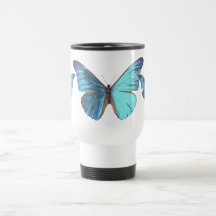 Papillon bleu assez iridescent mug