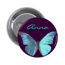 Papillon bleu assez iridescent pin's avec agrafe
