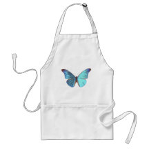Papillon bleu assez iridescent tablier