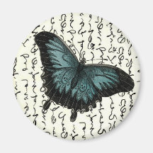 Papillon bleu et noir d'ardoise sur l'écriture asi aimants