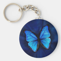 Papillon bleu Keychain Porte-clef