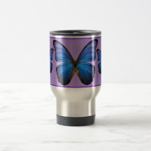 Papillon bleu magnifique de Morpho Tasses À Café