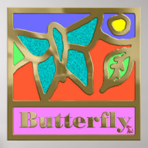 Papillon bordé en bronze brillant posters