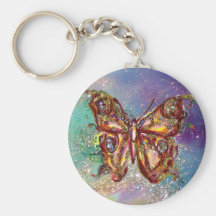 PAPILLON DANS DES ÉTINCELLES D'OR PORTE-CLÉS