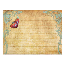 Papillon de cru de carte de recette de mariage carte postale
