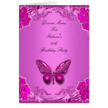 Papillon de rose de carte de dîner de menu floral