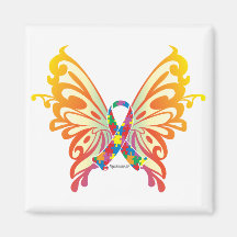 Papillon de ruban d'autisme aimant