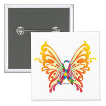 Papillon de ruban d'autisme badge avec épingle