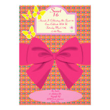Papillon de sweet sixteen et invitation d'arc