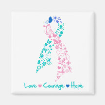 Papillon d'espoir de courage d'amour - cancer de l aimants pour réfrigérateur