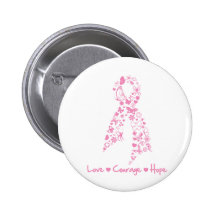 Papillon d'espoir de courage d'amour - cancer du s badge avec épingle