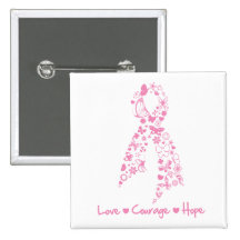 Papillon d'espoir de courage d'amour - cancer du s pin's avec agrafe