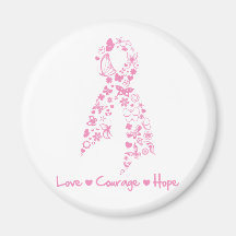 Papillon d'espoir de courage d'amour - cancer du s aimant pour réfrigérateur