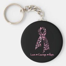 Papillon d'espoir de courage d'amour - cancer du s porte-clés