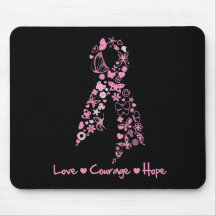 Papillon d'espoir de courage d'amour - cancer du s tapis de souris