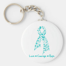 Papillon d'espoir de courage d'amour - Cancer ovar Porte-clefs