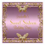 Papillon élégant d'or de rose d'anniversaire de sw carton d'invitation