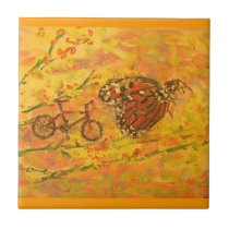 papillon et bicyclette de monarque carreaux