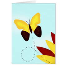 Papillon et fleur 5 x carte de voeux 7 - coutume