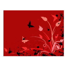 Papillon grunge rouge cartes postales