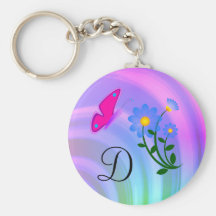 Papillon Keychain de fleur du monogramme D Porte-clés
