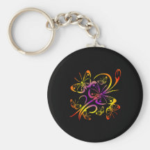 Papillon multi de couleur multi noire porte-clefs