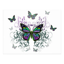 Papillon multicolore carte postale