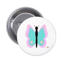 Papillon rose et cyan pin's avec agrafe