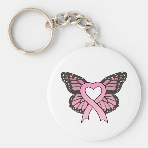 Papillon rose Keychain de coeur de ruban Porte-clé