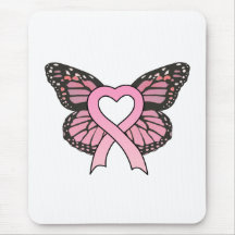 Papillon rose Mousepad de coeur de ruban Tapis De Souris