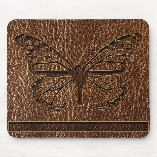Papillon simili cuir tapis de souris